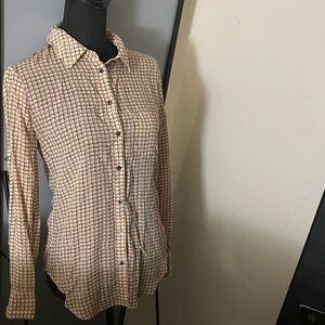Madewell cream and Black Checkered Button Down Shirt